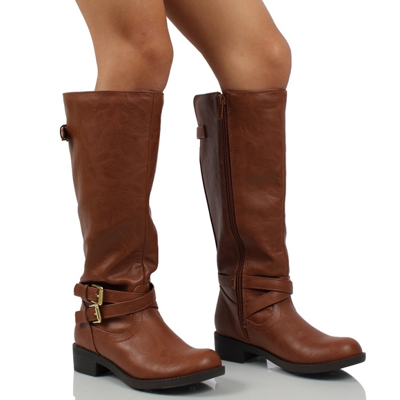 GIRLS Cognac Buckle Knee High Riding Boot - Picture 6 of 6